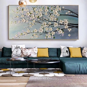 Peinture de fleurs de cerisier en pleine floraison, grande œuvre d'art murale pour la décoration du salon, art mural moderne personnalisé pour la maison et la galerie - Product Image 6