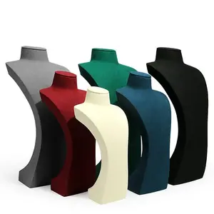 Skq Ketting Display Vijf Colour Microfiber Sieraden Buste Kettingen Etalage Sieraden Display Mannequin