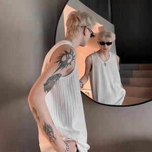 Textured Ice Silk Solid Casual Vest for <b>Men</b> 2025 Summer New Youth Sports Loose Sleeveless <b>T</b>-<b>Shirt</b> Tank Top - Product Image 4