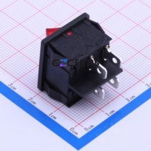 MR4-210-C5L-BR Rocker Switch Through hole Component (THT) Switch Concave Bend Solder Tab Red 6A - Product Image 1