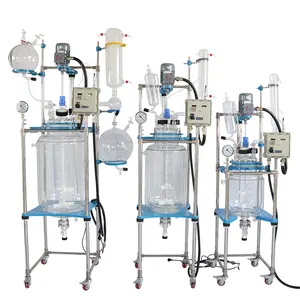 High quality LAB 50L PTFE Lined Chemical Double-Layer Jacketed Crystallization Lab Glass Reactor customized
