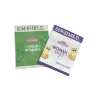 Sachet d'emballage personnalisé à faible MOQ, imprimé, échantillon 1g 3.5g, pour bonbons gélifiés, pochette plate mate à 3 soudures latérales avec encoches de déchirement