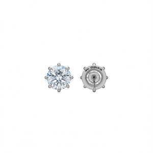 Boucles d'oreilles clous en diamant Omnia, argent 925, taille brillant rond, sertissage griffe, bijoux classiques de fiançailles pour femme - Product Image 1