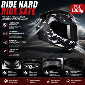 Casco Integrale per Moto in ABS Leggero, Approvato DOT, con Fodera EPS ad Alta Densità, per Tutte le Stagioni, Casco da Corsa per Motocicletta - Product Image 3