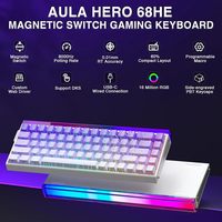 Clavier mécanique de jeu AULA HERO 68HE USB à interrupteurs magnétiques RGB, déclenchement rapide, retour 8K, filaire, clavier personnalisé pour l'e-sport