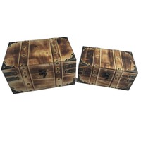 OEM Vente en gros impression personnalisée 100% bois Mini taille petite boîte au trésor de pirate antique rétro pour le stockage de cadeaux décoratifs
