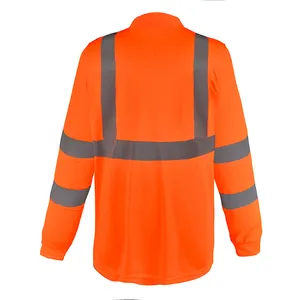 Grosir safety vest reflectorized kemeja-Kaus Atasan Lengan Pendek Reflektif Pria, Atasan Keselamatan Visibilitas Tinggi Poliester Musim Panas