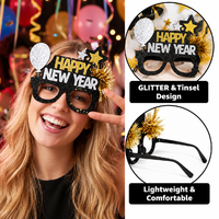 Lunettes de fête créatives pour le Nouvel An, en feutre noir et or avec paillettes, accessoires de photomaton pour la fête du réveillon du Nouvel An 2027