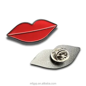 Gifts metal custom lip logo shape gun black women soft hard enamel lapel pin badges no minimum