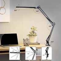 Etudiant Dortoir Home Office Utiliser Architecte Bras Oscillant Led Lampe de Bureau avec Pince Métallique 3 Modes D'éclairage DC Alimentation Corps En Aluminium