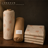 Tissu brodé en viscose et lin LONGXUN, motif pissenlit sur fond crème, vente en gros, fournisseur textile OEM ODM