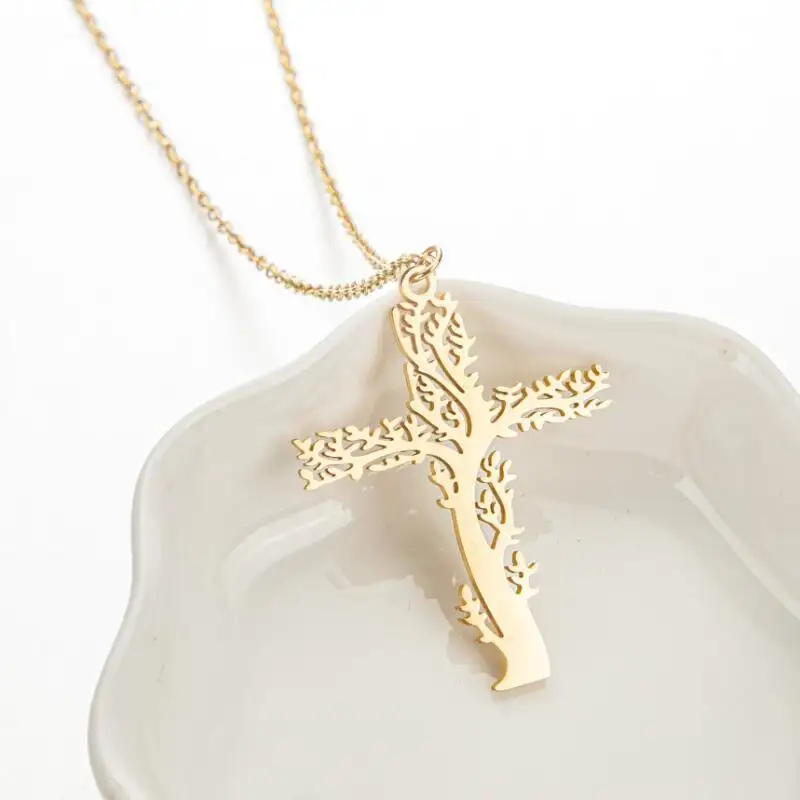 fashion 18k gold Life of tree stainless steel necklace trendy for women wholesale N230721