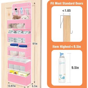 Over The Door Organizer 6 Tier Hanging <b>Storage</b> With 5 Large Pockets And 3 Pvc Pockets For Bedroom Bathroom Nursery - Product Image 2