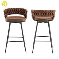 Tabouret de bar et de comptoir pivotant rembourré en métal à dossier bas, vente en gros, produit phare