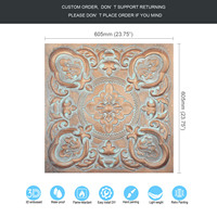 Carreaux de plafond modernes en étain gaufré vintage en cuivre résistant aux intempéries Panneaux muraux décoratifs en plastique 3D Plafond imperméable en PVC PL30