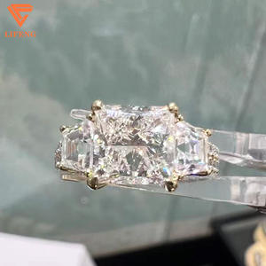 Anillo de Compromiso, Matrimonio o Promesa de Oro Sólido de 10K con Diamante Cultivado en Laboratorio de Corte Princesa Cuadrado de 2 Quilates, Piedra Principal Personalizada - Product Image 1