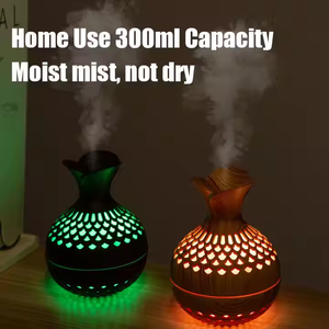 Humidificador de aire de niebla fría de nuevo diseño, difusor de Aroma de aceite esencial portátil, humidificador de aceite Usb de flor de grano de madera de 300ML para el hogar - Product Image 2
