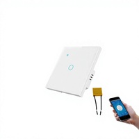 Interrupteur intelligent avec panneau en verre trempé de type 86, norme européenne, WiFi 2,4 GHz, télécommande, commande vocale ; pour application intelligente