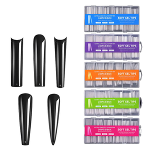 Vente en gros de 240 pièces, extensions artificielles en <span class=keywords><strong>gel</strong></span> souple à couverture complète, à la française, pour application au doigt - Product Image 1