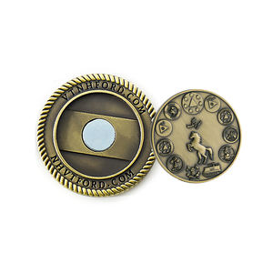 Marqueur de balle de <span class=keywords><strong>golf</strong></span> personnalisé moulé sous pression en laiton cuivré avec bord martelé fabricant - Product Image 4