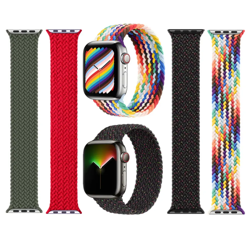 Braided Solo Loop For Apple Watch Strap 45mm 44mm 41mm 40mm 38 42 Nylon Fabric Elastic iWatch Series se 3 6 7 8 ultra 49mm Band