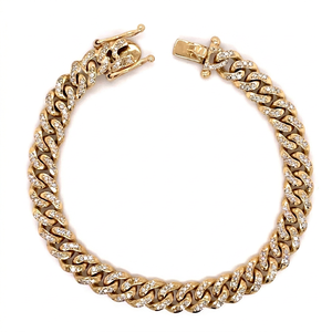 Pulsera Unisex de Plata de Ley 925 con Eslabones Cubanos y Moissanita Redonda, Chapada en Plata, Estilo Hiphop, para Fiestas y Ocasiones Especiales - Product Image 1