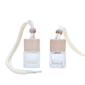 <b>Mini</b> Square Glass Aroma Diffuser <b>Bottle</b> with Wood Cap and String 8ml Home Fragrance - Product Image 1