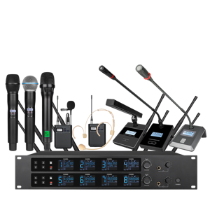 DA-8028 XLR Micrófono Dinámico de Mano de 60 Metros, Sistema de Micrófono Inalámbrico de 8 Canales con Pantalla Digital para Presentaciones en Escenario, Karaoke - Product Image 1