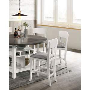 DB Contemporary Solid <b>Wood</b> Gray Padded Fabric Seat Counter Height <b>Dining</b> <b>Room</b> <b>Chairs</b> Set of 2 for Living <b>Rooms</b> - Product Image 3