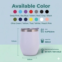 Tumbler Anggur Bentuk Peluru 12oz dari Baja Anti Karat Dinding Ganda Vakum Terisolasi dengan Tutup Desain Bunga untuk Hadiah, Logo Kustom