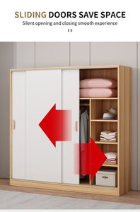 Penjualan laris lemari pakaian kayu sederhana Modern lemari penyimpanan desain pintu geser - Product Image 6