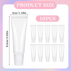 ลิปบาล์มแบบใสในหลอดทรงกระบอกขนาด 5 มล./8 มล./10 มล./15 มล. / ลิปสติกแบบหลอดบีบเนื้อนุ่มขนาด 5 กรัม/8 กรัม/10 กรัม/15 กรัม วัสดุ HDPE ฝาเกลียว พิมพ์ซิลค์สกรีน - Product Image 3