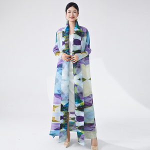 Moda plisada árabe Dubai ropa turística musulmanes vestidos largos impresos Oriente Medio túnica Festival damas abrigo punto al por mayor - Product Image 3