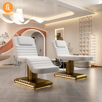Lit de massage électrique blanc de luxe à 3 moteurs pour spa, salon et traitements faciaux