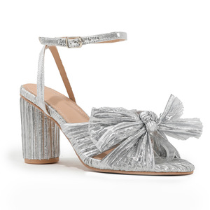 Floral Heeled Sandals Open Toe Block Heel Mid Cotton Lining Back Strap Bow <b>Decoration</b> Elegant Women's Party Wedding <b>Shoes</b> Size - Product Image 4