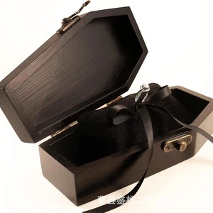 Caja de Anillos de Madera con Grabado 'Hasta que la muerte nos separa', Decoración de Halloween, Almacenamiento de Dulces, Reutilizable - Product Image 4