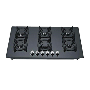 Low Power Consumption Home Kitchen Table <strong>Top</strong> Embedded Battery Pulse Ignition <strong>Tempered</strong> <strong>Glass</strong> Panel 6 Burner <strong>Gas</strong> <strong>Stove</strong>