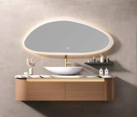 Armoire de toilette de 72 /60 pouces avec dessus en marbre flottant et contreplaqué, meuble pour salle de bain avec double vasque et miroirs LED