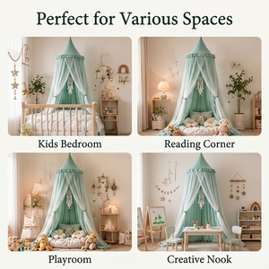 <span class=keywords><strong>Baldacchino</strong></span> per <span class=keywords><strong>Letto</strong></span> Principessa per Bambine, Zanzariera Conica Sospesa con Rete e Bordo Arricciato, Tenda da <span class=keywords><strong>Letto</strong></span> in Cotone per Cameretta - Product Image 2