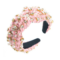 Nouveau petit bandeau noué en tweed de laine parfumée strass perle Simple bord large accessoires de cheveux de tempérament de haute qualité