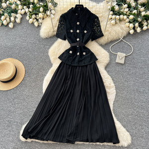 Abito Elegante da <span class=keywords><strong>Donna</strong></span> 2026 in Pizzo Patchwork Stile Francese, <span class=keywords><strong>Abbigliamento</strong></span> Plissettato da Ufficio per <span class=keywords><strong>Donna</strong></span> - Produttori - Product Image 6