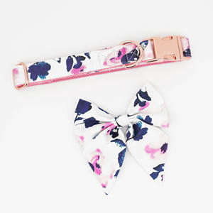 Conjunto de Correa y collar de perro con lazo floral y femenino ajustable, accesorios para mascotas - Product Image 3