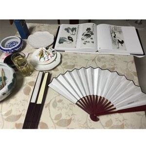 8inch/10inch Sublimation Blank Red White Folding Polyester Fan Fabric Folding Hand Fan Customized - Product Image 5