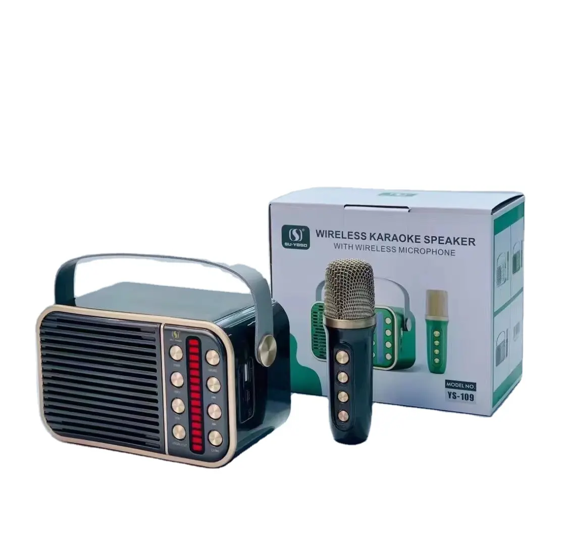 Newly arrived YS109 portable Outdoor speaker karaoke single microphone Retro radio speaker karaoke with microphone