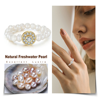 Feiner 925er Sterling Silber Kleiner Zirkon Siegelring 14 Karat vergoldeter natürlicher loser Perlen Perlen Schmuck ring