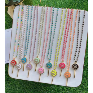<span class=keywords><strong>Collier</strong></span> personnalisé en plaqué or, bijoux avec breloques sucettes, en émail, vente en gros, - Product Image 2