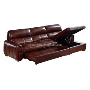 Yilin — ensemble de lit et fauteuil en cuir, Sofa d'angle, meuble d'appartement avec rangement