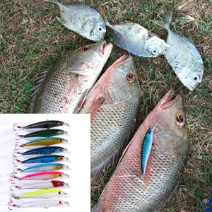 Bán Buôn 10 Màu 9Cm 8 Gam Uốn Cong Minnow Lure Cứng Minnow Cá Lure Bait Với Bạc Màu Nickel Rắc Rối Hooks - Product Image 2