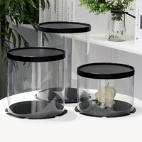 Boîtes à gâteau transparentes personnalisées rond PET noir clair grand emballage de boîte à gâteau