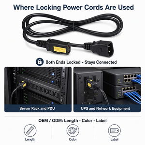Locking C13 to C14 Power Cord with Dual Secure Connector for Rack PDU and Server Cabinet - Product Image 6
